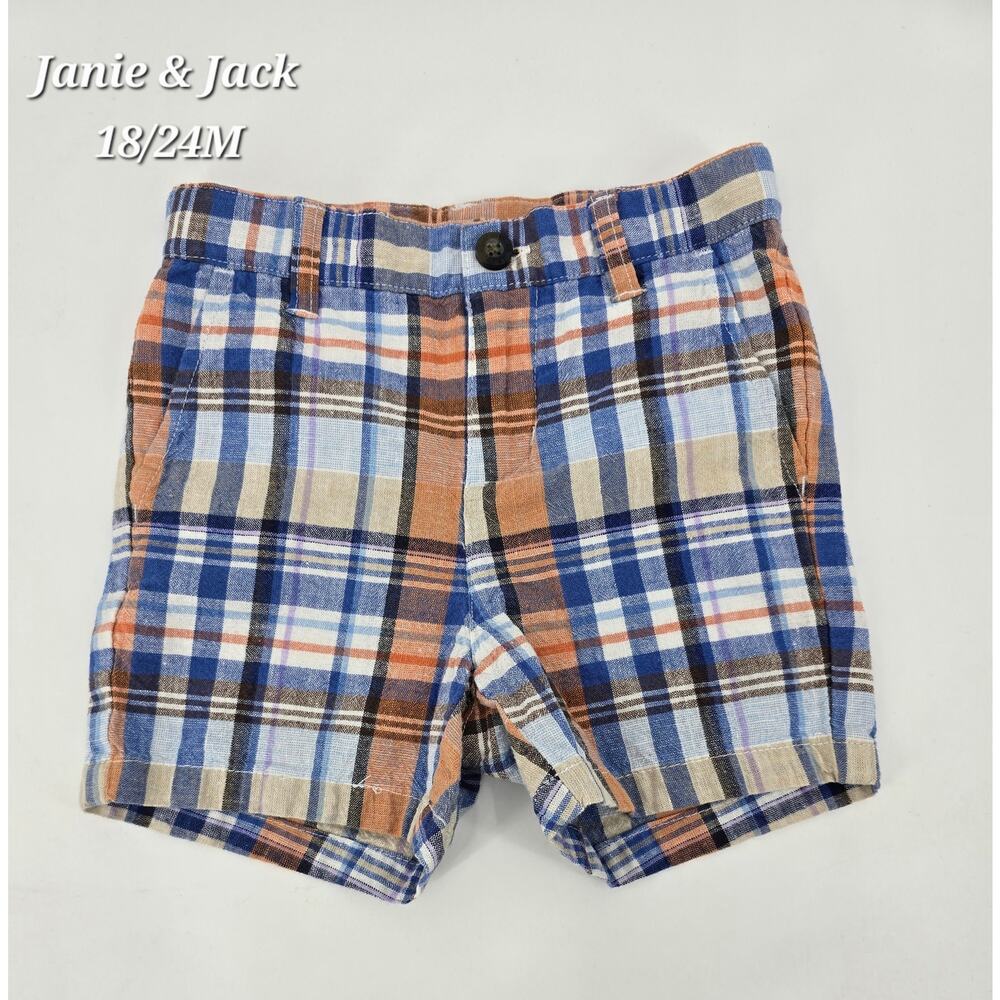 Janie and Jack Linen Blend Plaid Shorts –‎ Size 18-24 Months